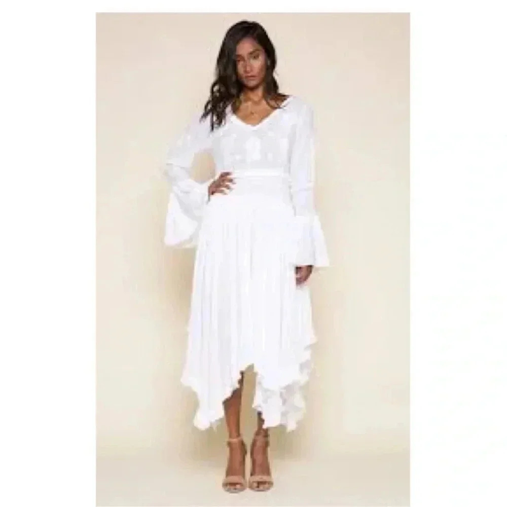 Raga boho Anthropologie white dress